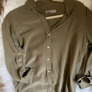 Everlane Green Button Down Shirt Elegant Top